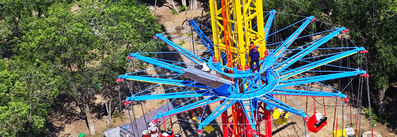 Beston Engineer Working on the 42m Swing Tower During On-Site Installation in Kazakhstan