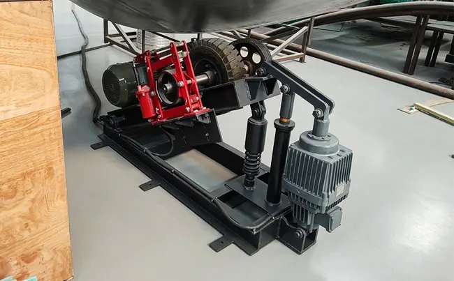 Friction Drive and Brake System Under the Pirate Ship Ride's Hull