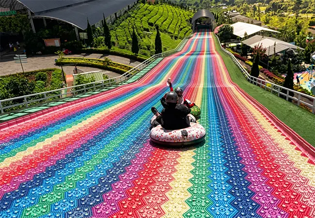 Beston Rainbow Slide with Vibrant Colors at Florawisata D'Castello in Indonesia